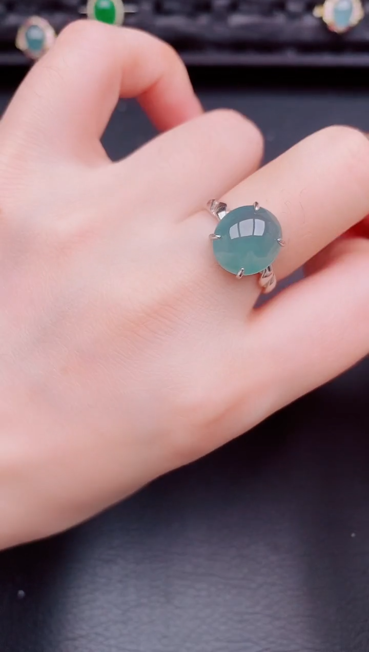 【闪购商品】翡翠戒指银S925镶嵌天然a货翡翠577