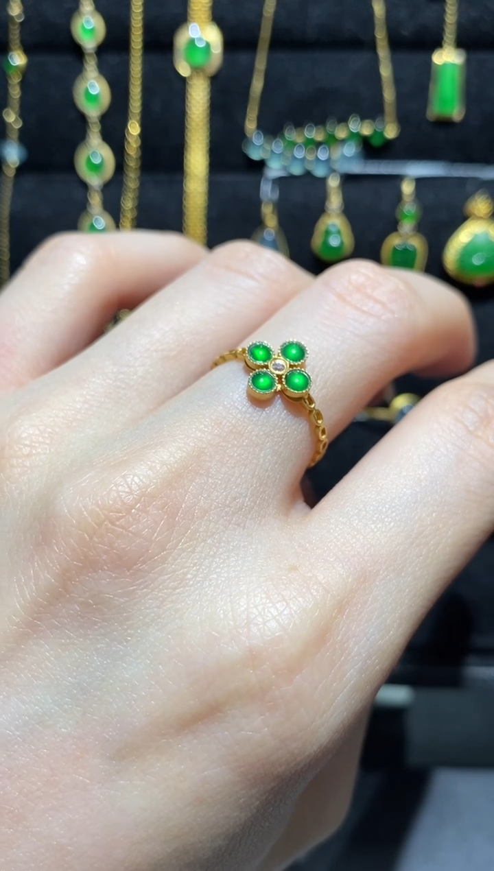 【闪购商品】翡翠戒指18K金镶嵌戒指