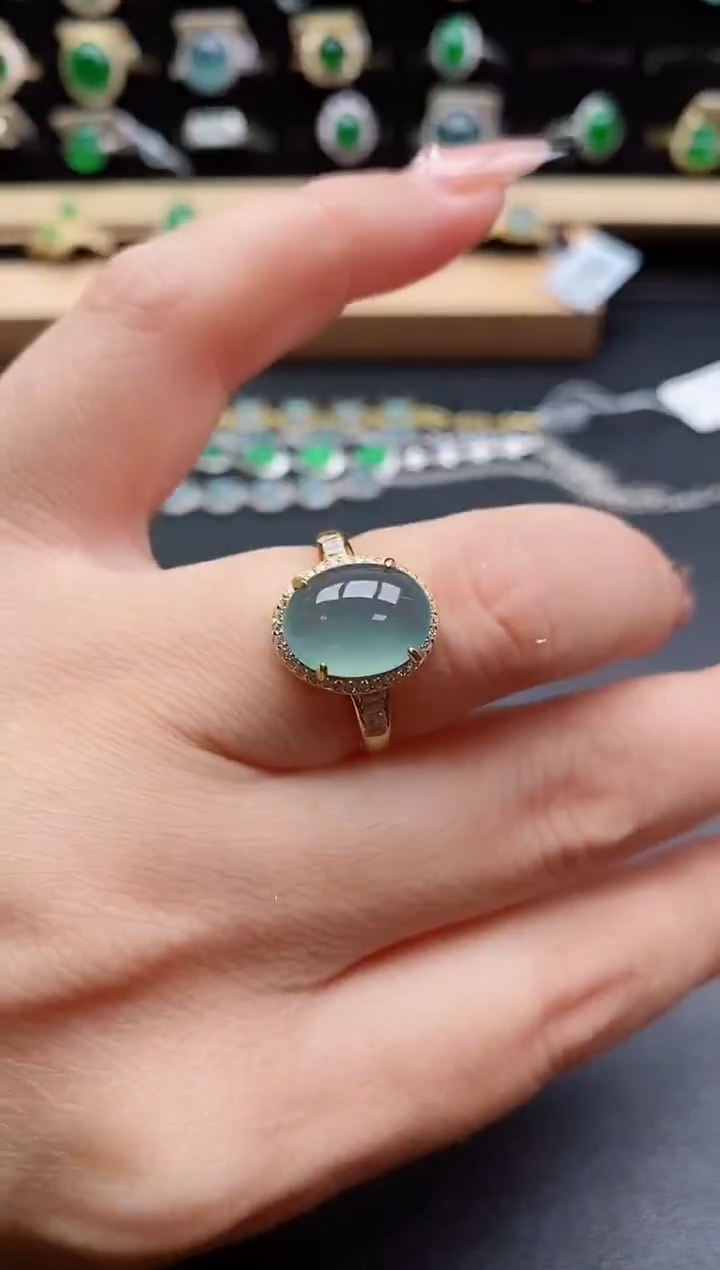 银S925镶嵌戒指翡翠1