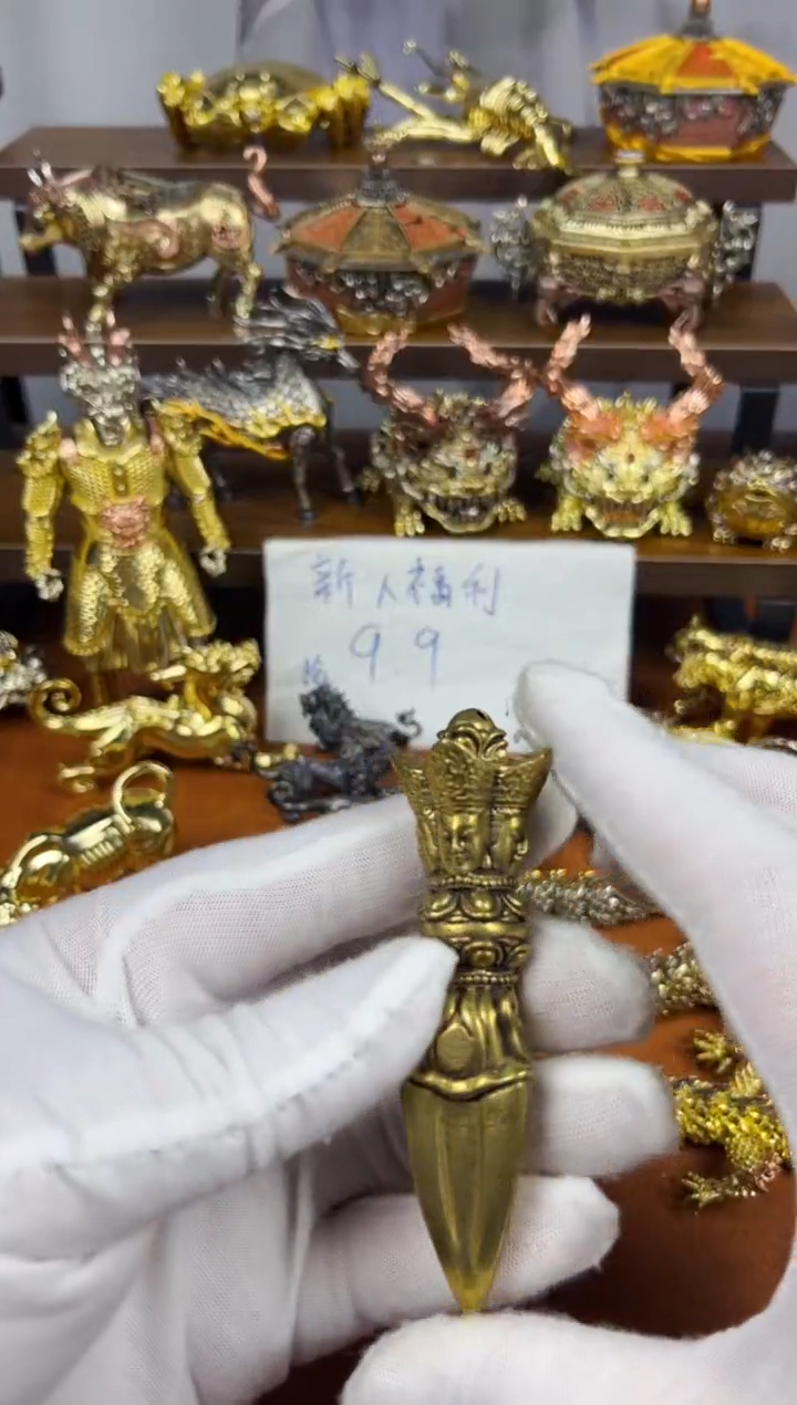 熙*金刚杵黄铜把件