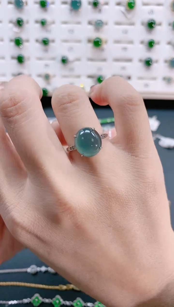 【闪购商品】翡翠戒指银S925镶嵌天然翡翠