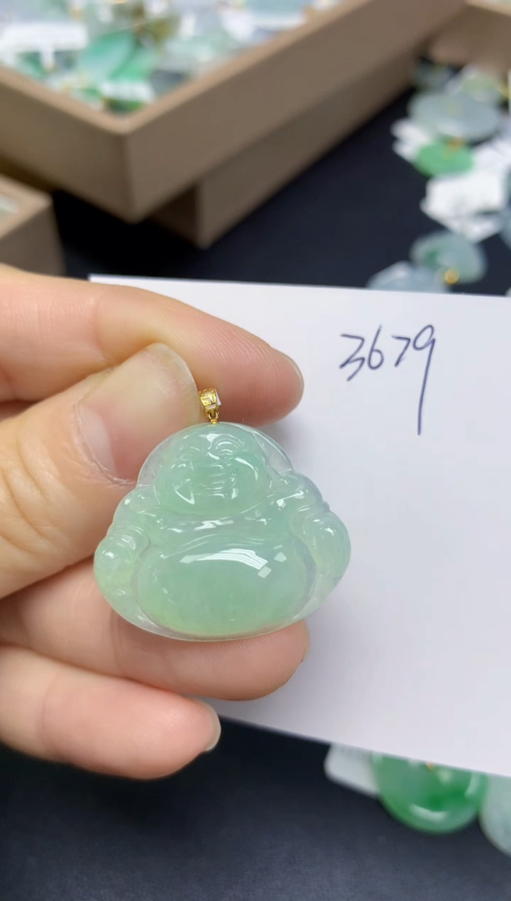【闪购商品】翡翠挂件18K金镶嵌 天然翡翠A货