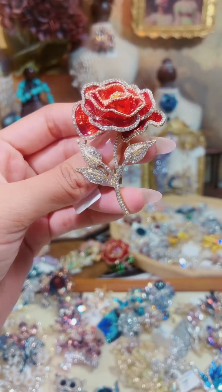 合成立方氧化锆铜合金红色玫瑰