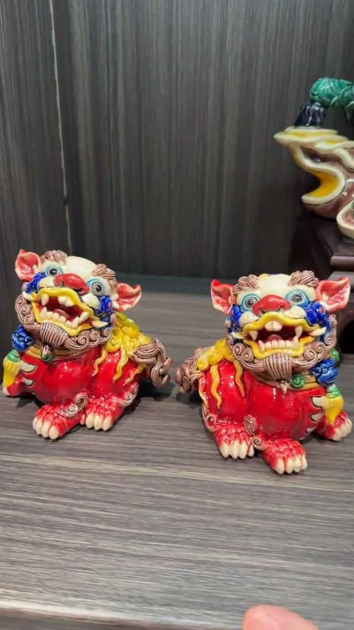 陶瓷欢**喜欢喜狮一对