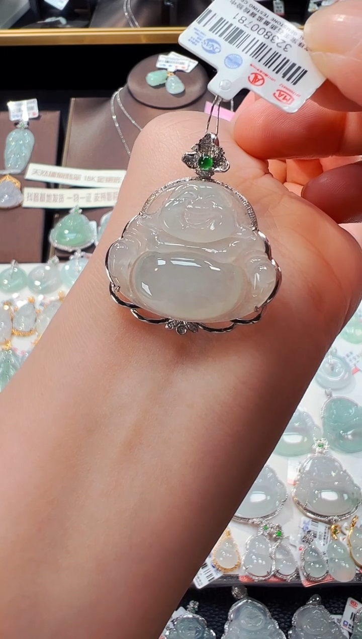 【闪购商品】翡翠吊坠(不含链)18K金镶嵌佛公吊坠781