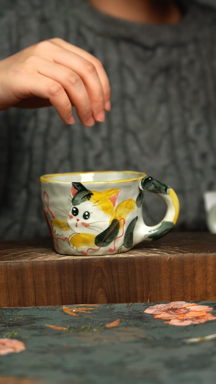 杯釉下彩手工手绘同款陶器