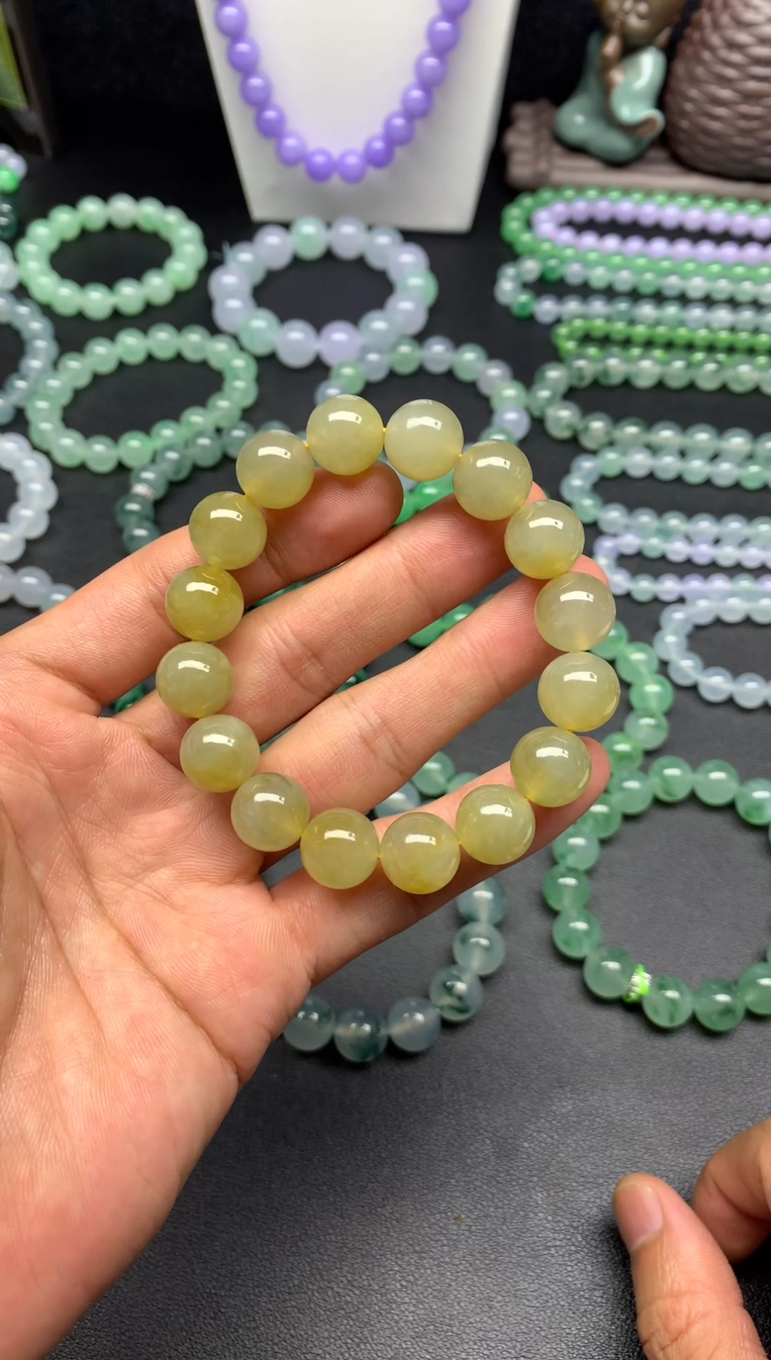 未镶嵌手链翡翠天然缅甸翡翠A货无烧冰黄翡手串卡12.4mm