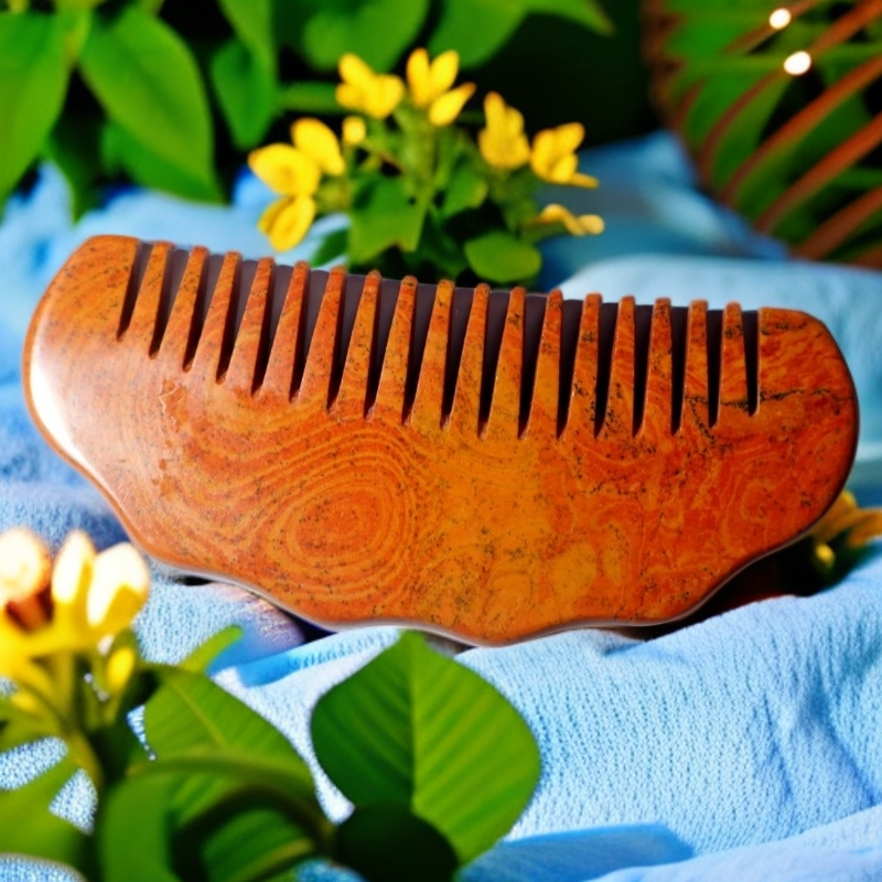 按摩梳刮头防静电  贵妃梳  天然泗滨砭石