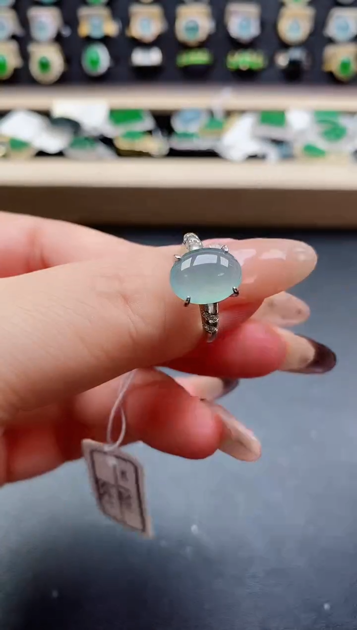 银S925镶嵌戒指翡翠1