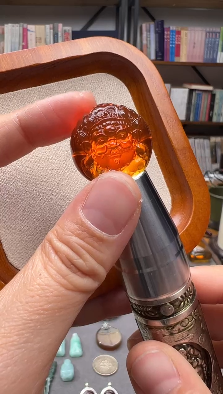 【闪购商品】琥珀颈饰未镶嵌黄财神单珠