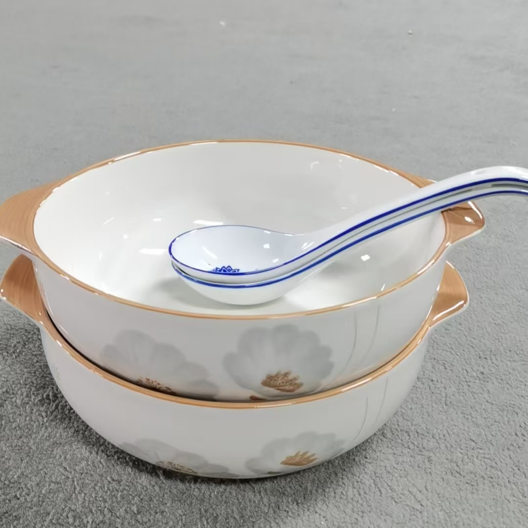 景德镇/陶瓷/大汤碗一对+大汤勺一对