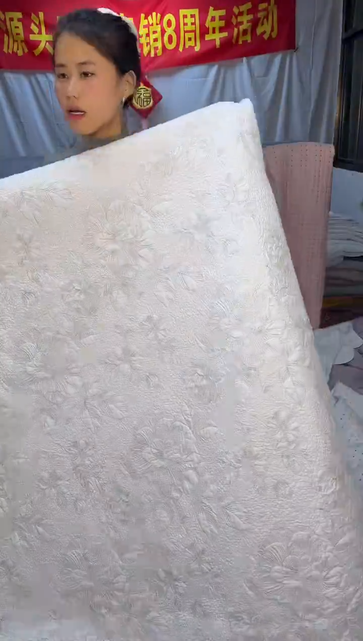棉纯棉白盏花230*250单床盖