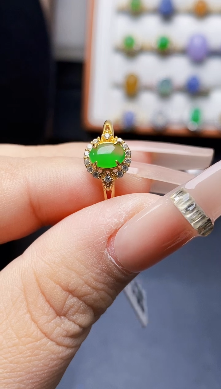 银S925镶嵌戒指翡翠0467