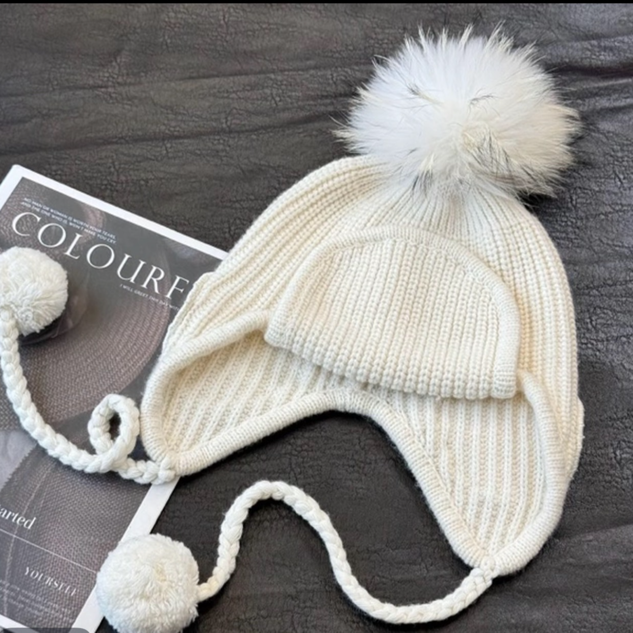 肆伍陆-原单设计甜美可爱羊毛针织帽子冬季保暖护耳毛线帽