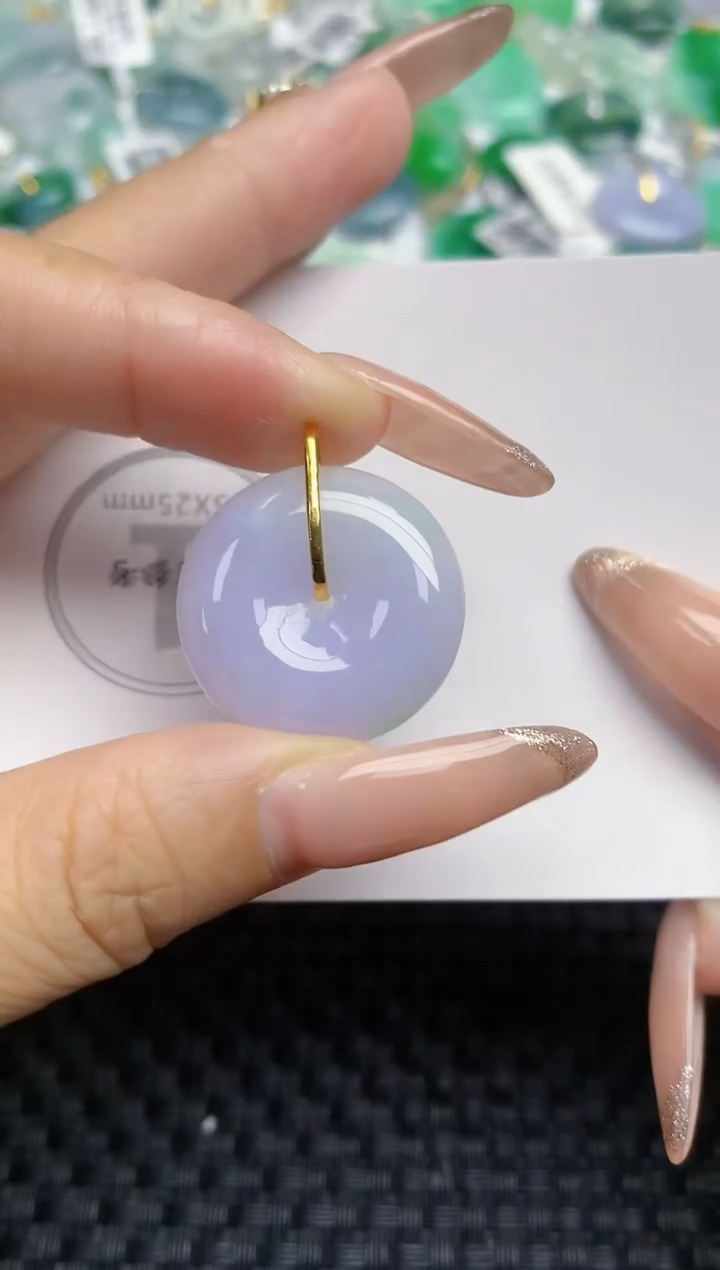 颈饰18K金镶嵌翡翠天然缅甸A货翡翠百元以上9元证书费自理