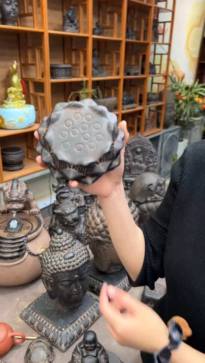陶土【火山泥】莲蓬实心底座