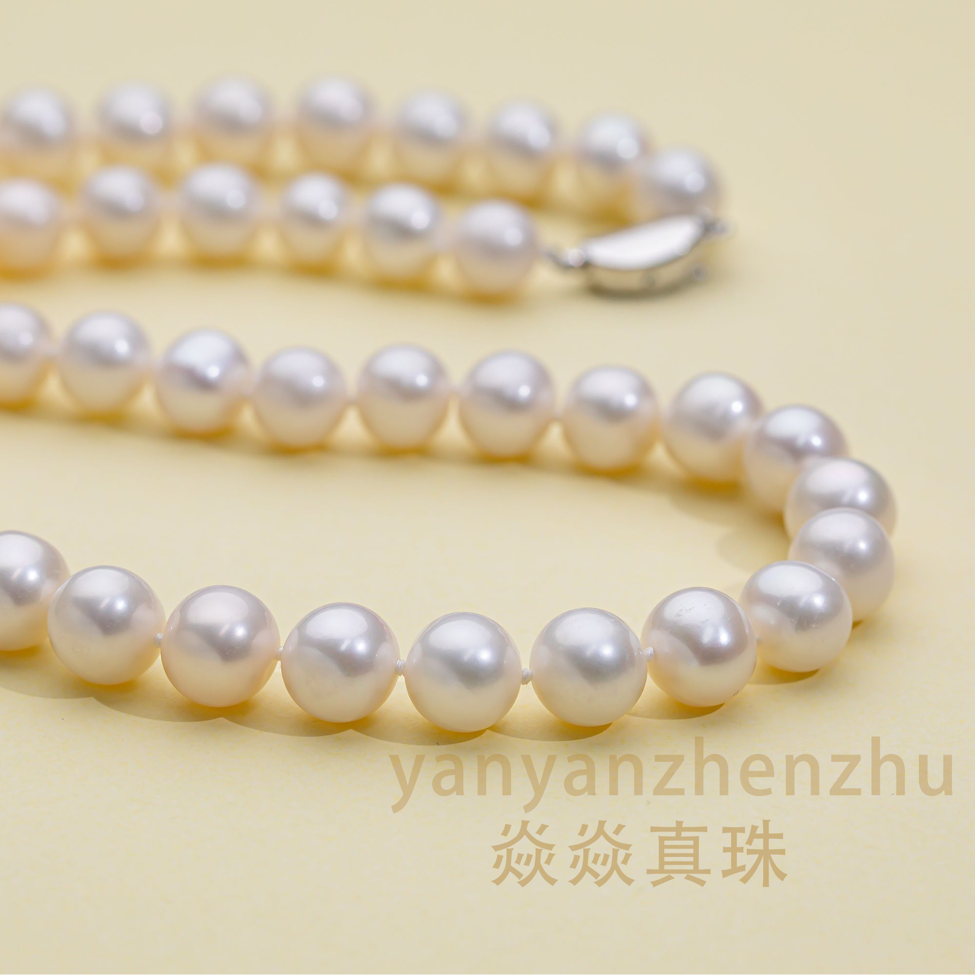 【白月光】 淡水无核珍珠项链 8-10mm 强光 S925银X714