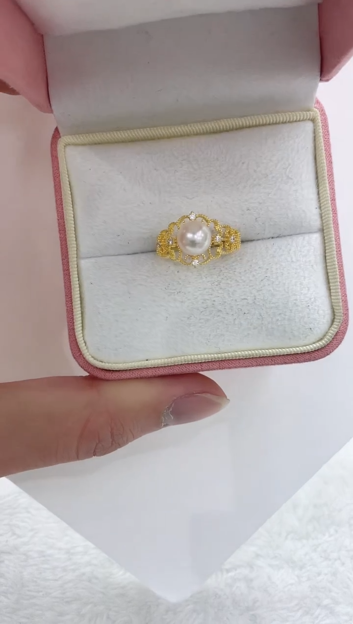 【闪购商品】海水珍珠戒指银S925镶嵌海水珍珠戒指