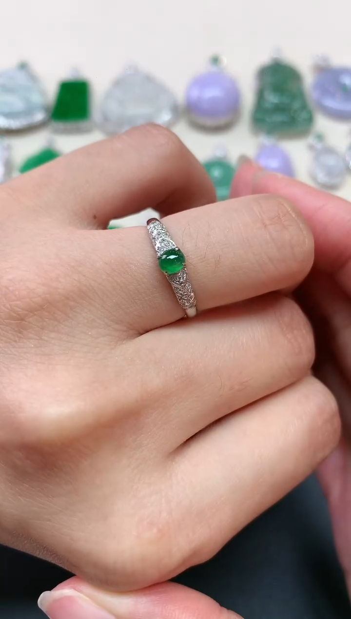 翡翠戒指18K金镶嵌W010|980