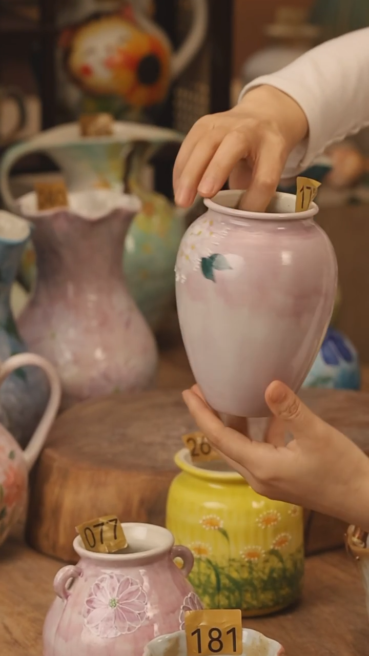 陶瓷景德镇设计师手作花器摆件侘寂风@M172@