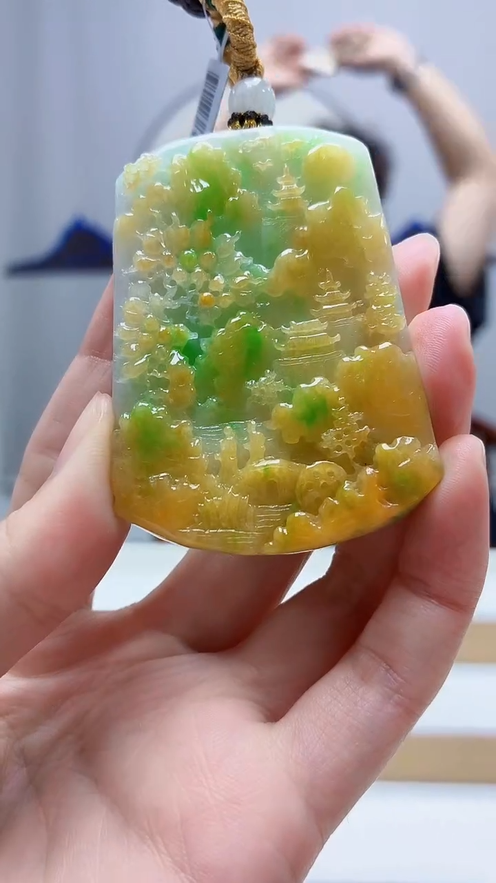 未镶嵌定制翡翠4688zm-毛货挂件84山水