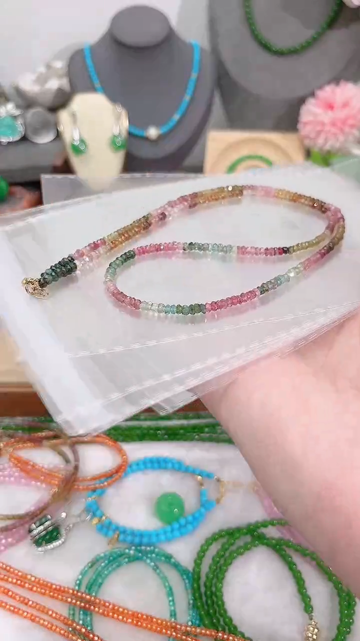 颈饰银S925镶嵌碧玺切面299