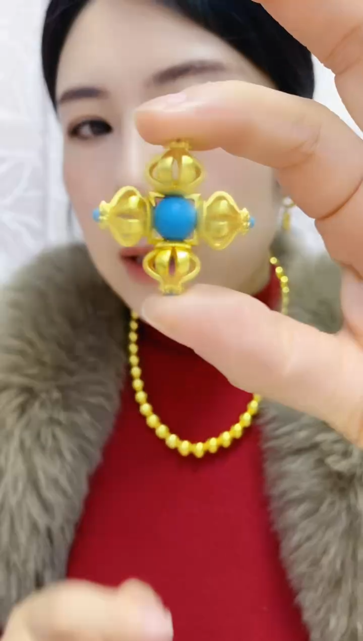 合金无030蓝色金刚杵吊坠