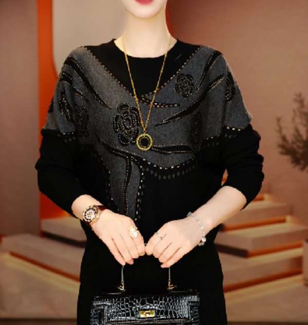 （秋季新款含棉羊毛衣针织毛线衣柔软保暖百搭上衣）V25P950