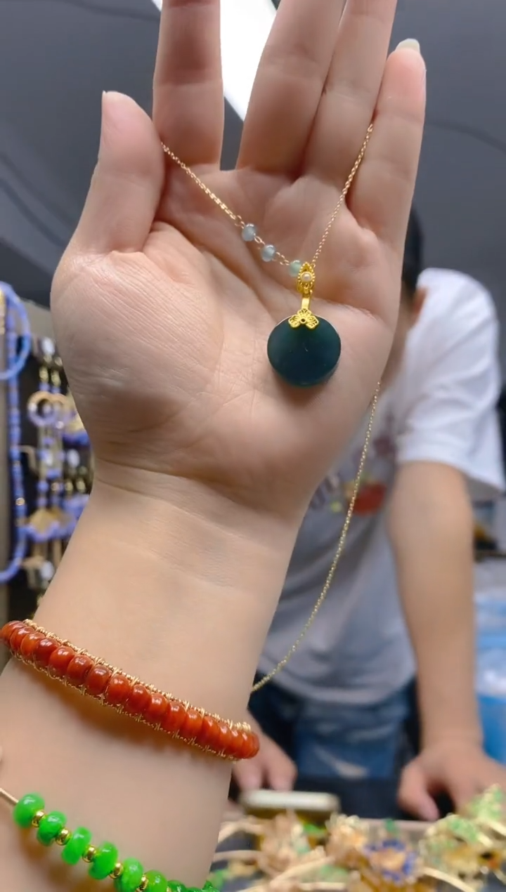 翡翠合金耳饰0400翡翠锁骨链