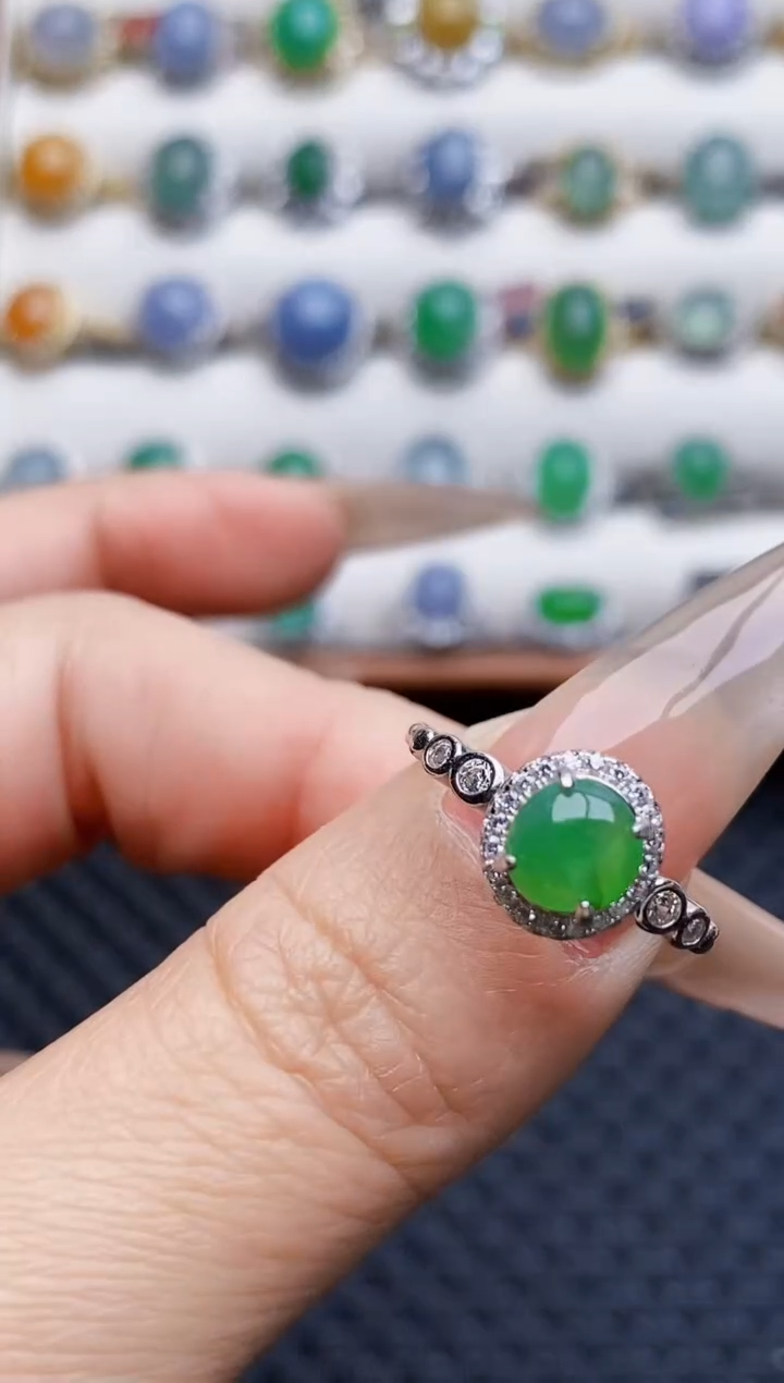 银S925镶嵌戒指翡翠6631