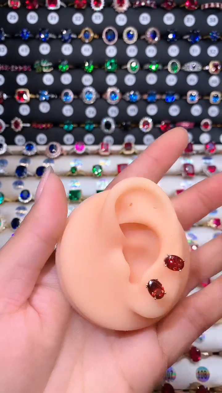 【闪购商品】石榴石（芬达石）耳饰银S925镶嵌68玫瑰金