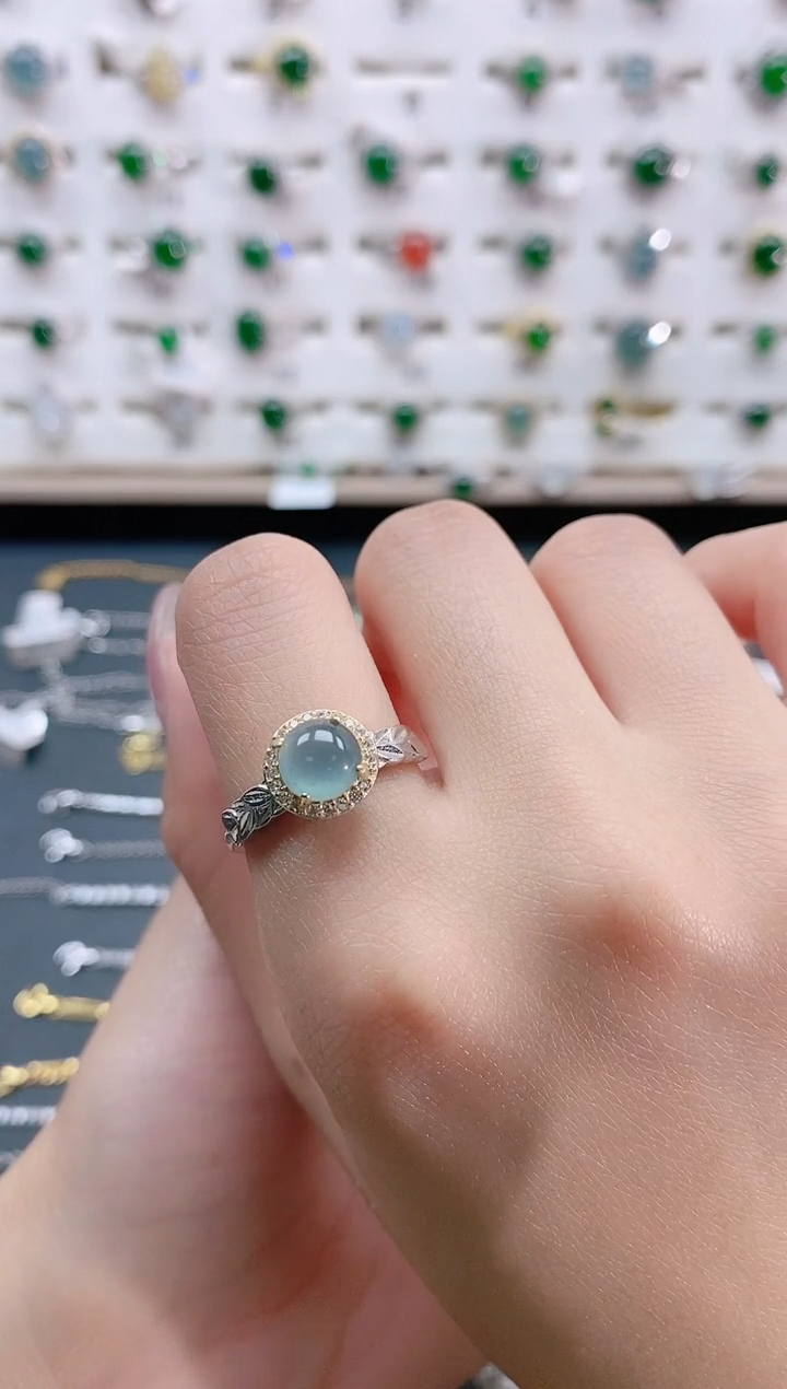 【闪购商品】翡翠戒指银S925镶嵌天然翡翠