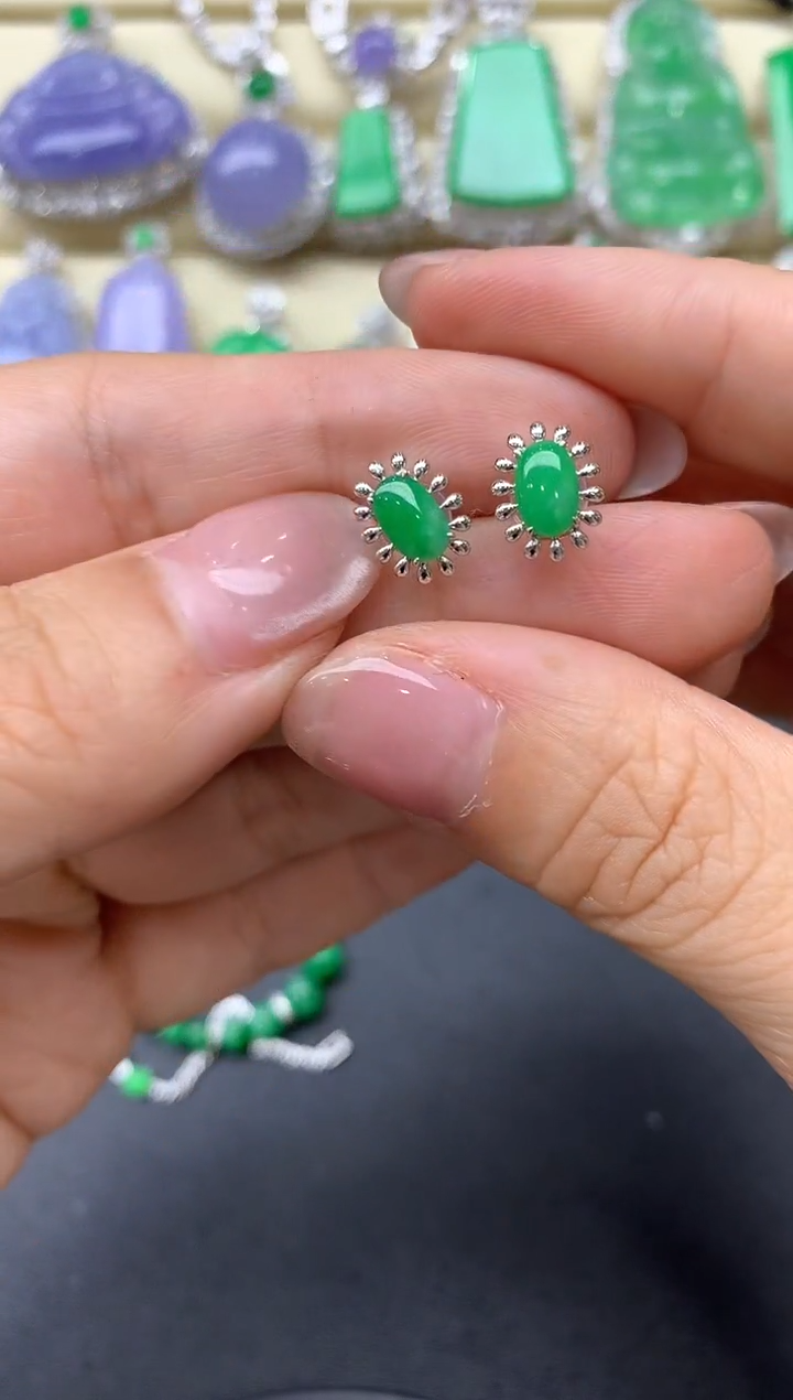 【闪购商品】翡翠耳饰18K金镶嵌260-中国好珍宝