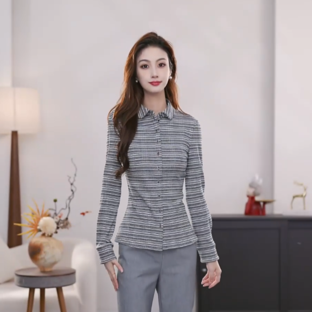 AMASS/阿玛施秋冬通勤显瘦百搭长袖外套女衬衣5300528