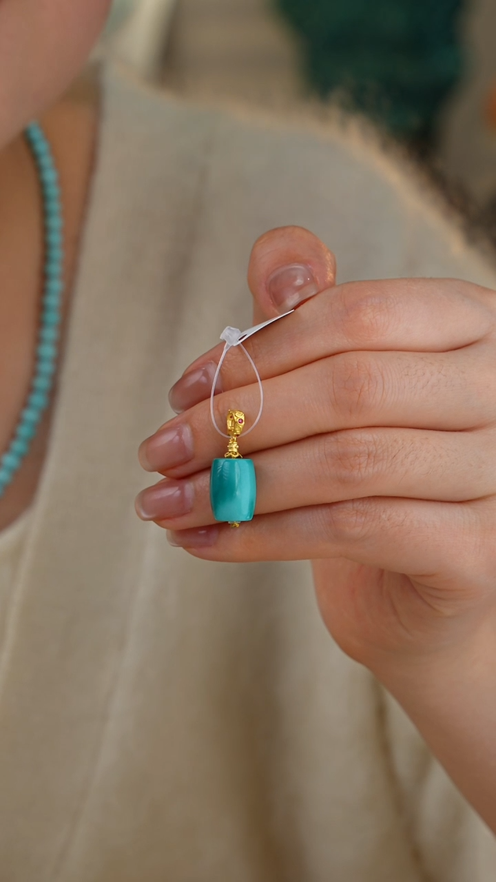 【闪购商品】绿松石吊坠(不含链)18K金镶嵌1