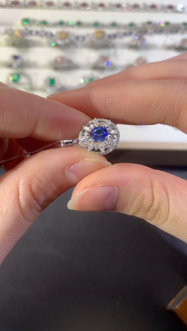 【闪购商品】蓝宝石吊坠18K金镶嵌R181|3880