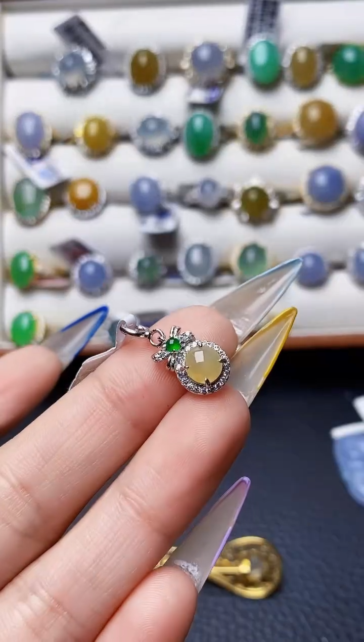 银S925镶嵌戒指翡翠3167