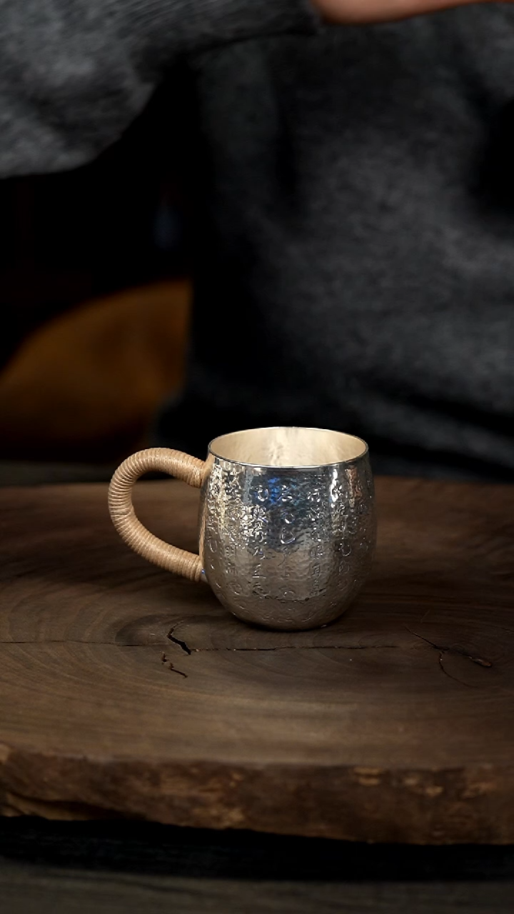 【闪购商品】新品手工心经主人杯银杯