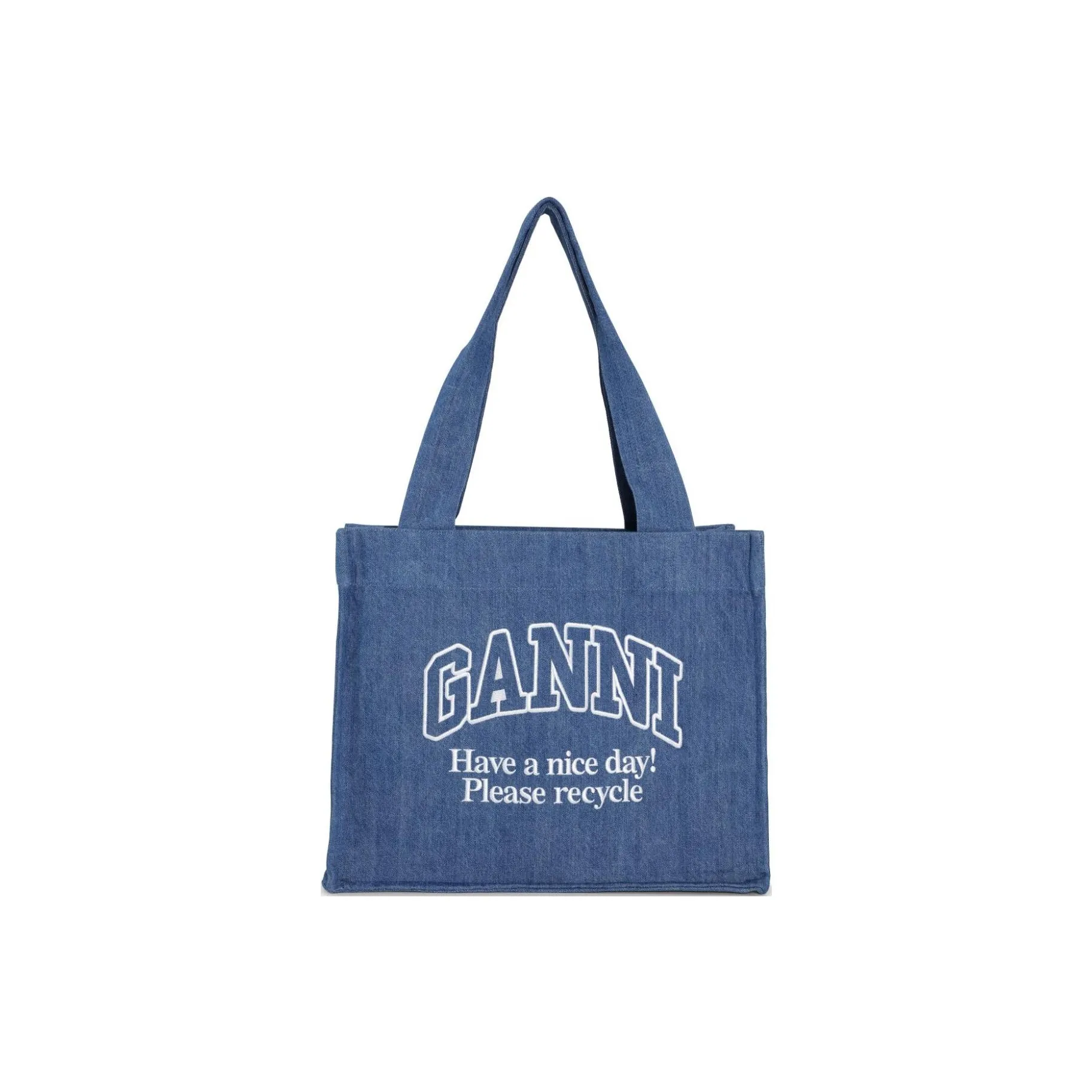 未使用  GANNI 徽标 帆布 托特包Tote包购物袋单肩手提包 牛仔 ZC