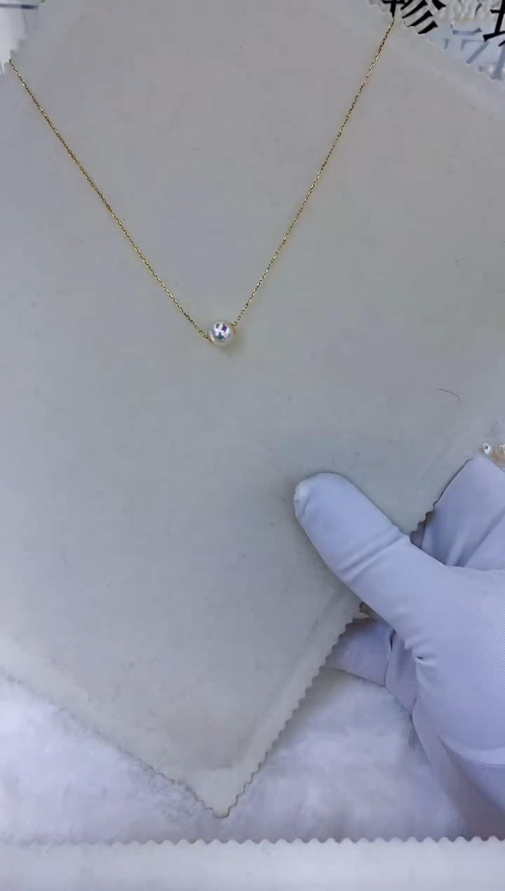 18K金镶嵌饰品海水珍珠8-8.5路路通不含金链