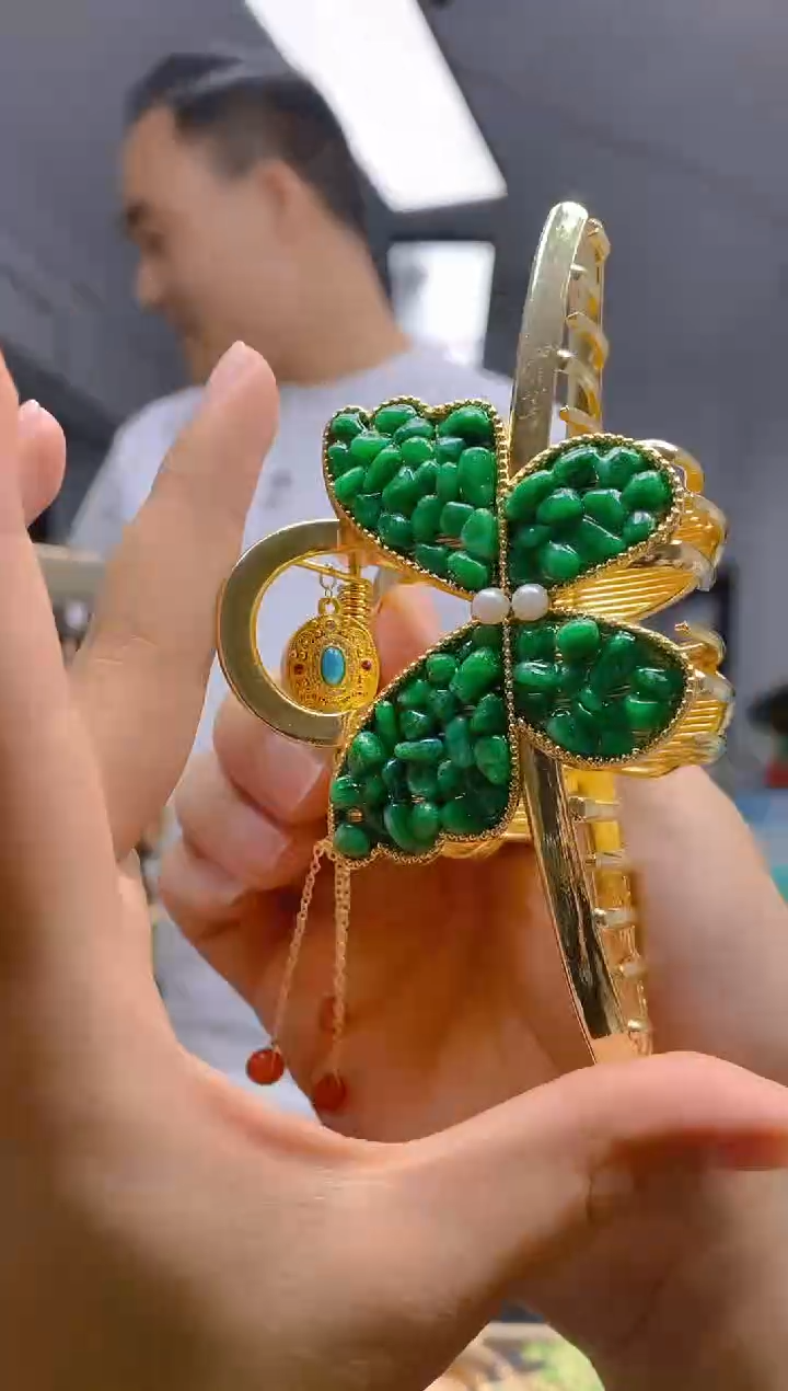 【闪购商品】翡翠耳饰合金0204翡翠发簪