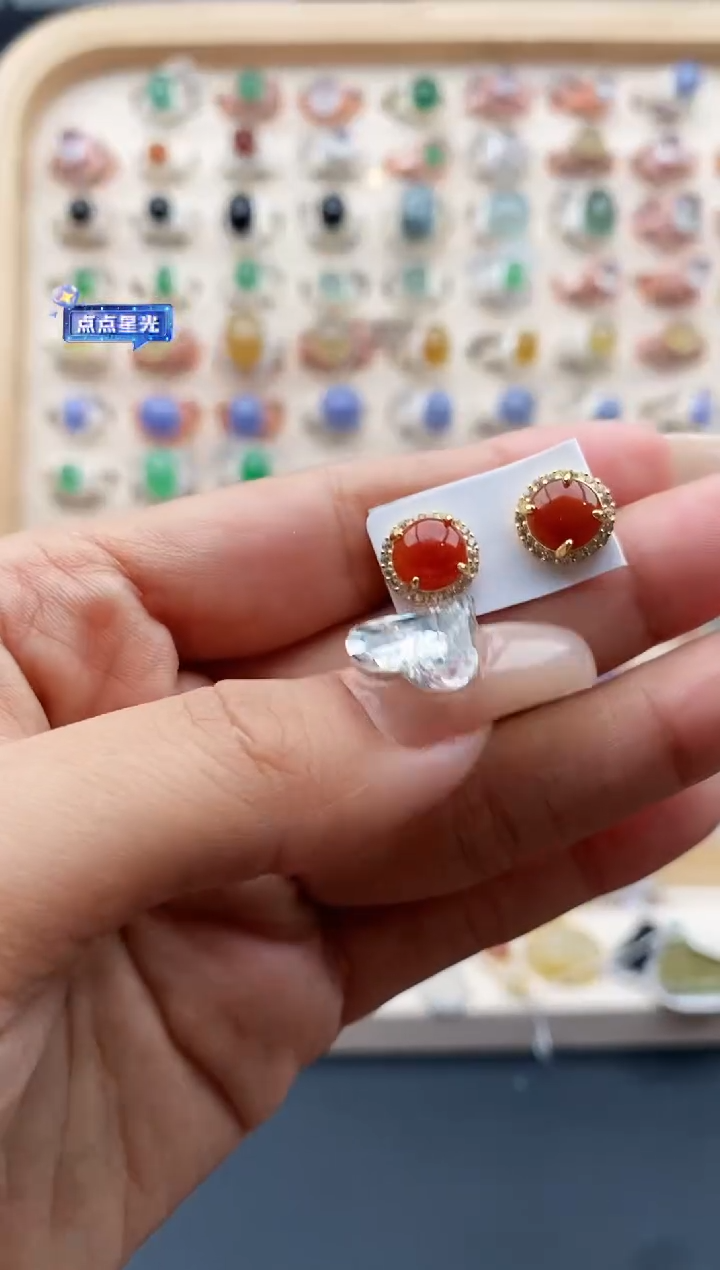 【闪购商品】翡翠耳饰银S925镶嵌缅甸天然A货翡翠222  4+
