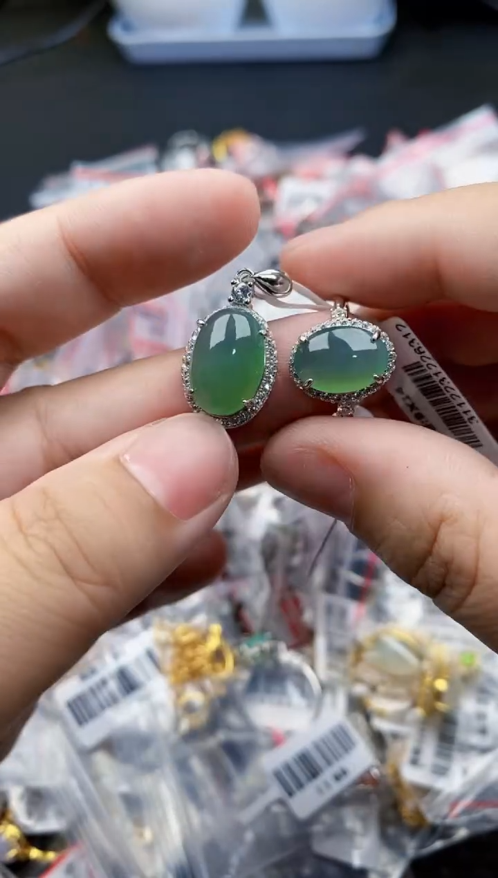 翡翠银S925镶嵌戒指22222---41111