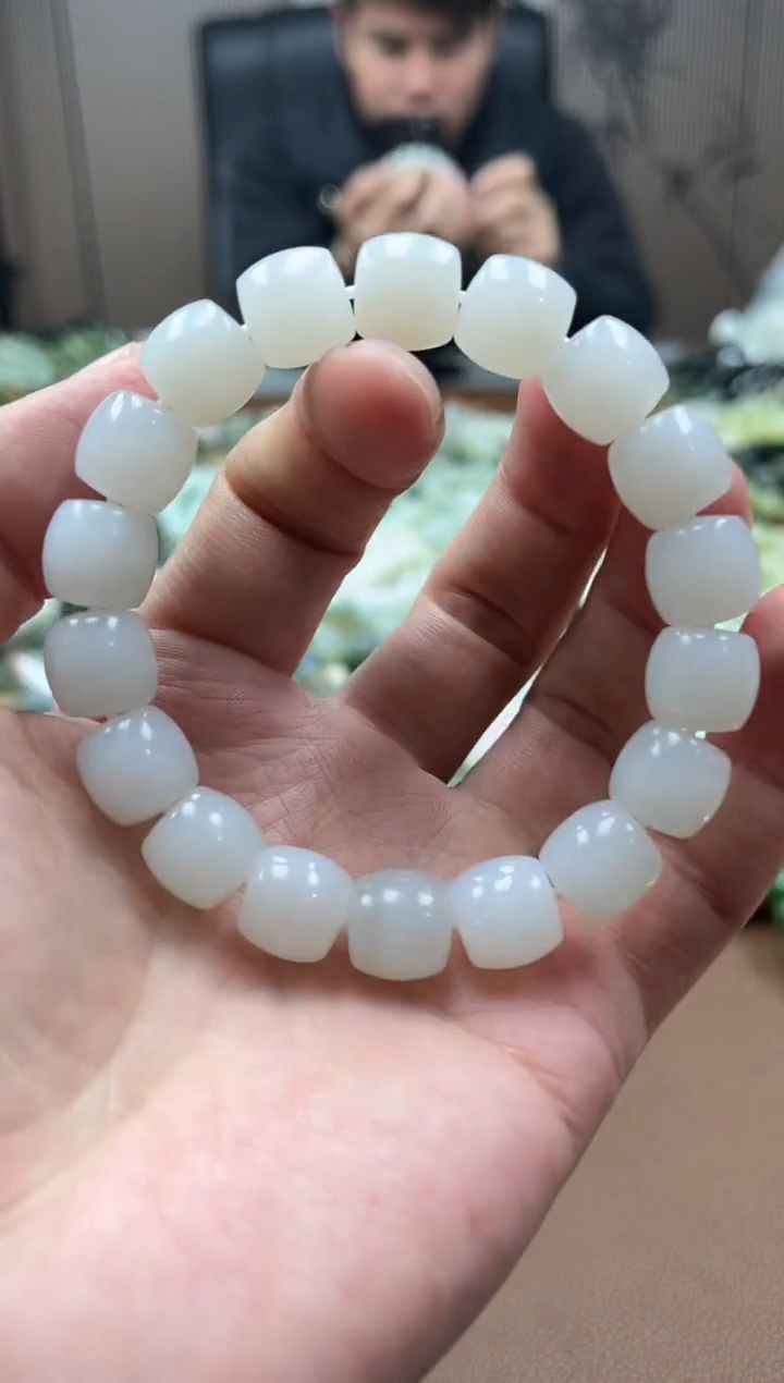 未镶嵌手串和田玉纯天然新疆且末天泰白12直切