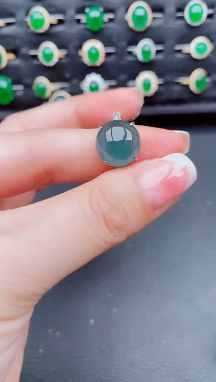 翡翠戒指银S925镶嵌天然a货翡翠28