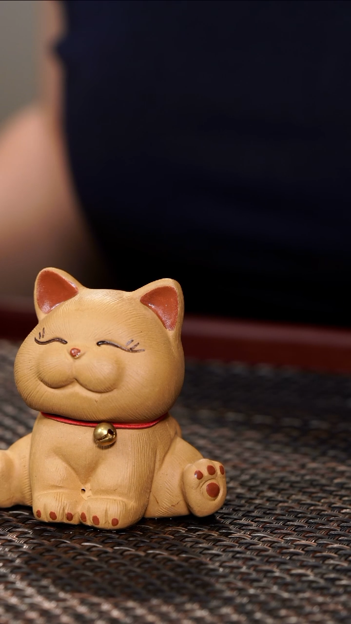 茶杯紫砂黄金段小猫咪茶宠