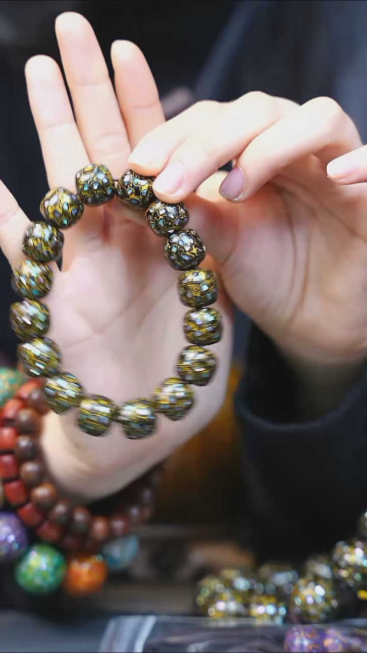 【闪购商品】紫光檀黑金螺钿手串（1.5）