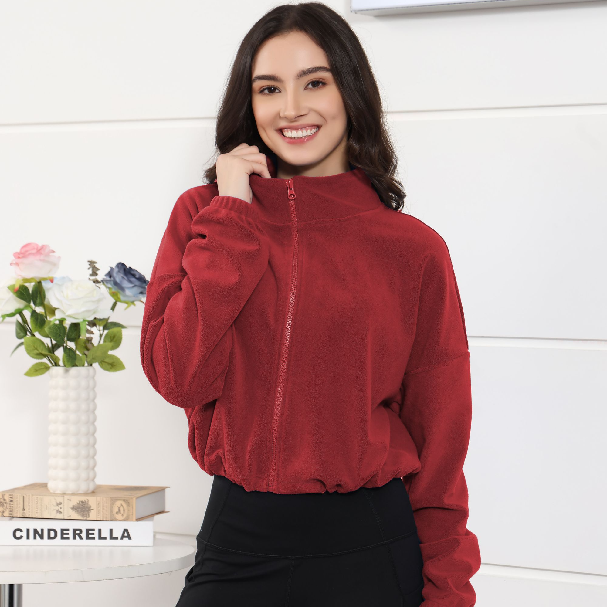 加绒立领冬季运动外套女秋冬新款保暖双面绒瑜伽服健身外套