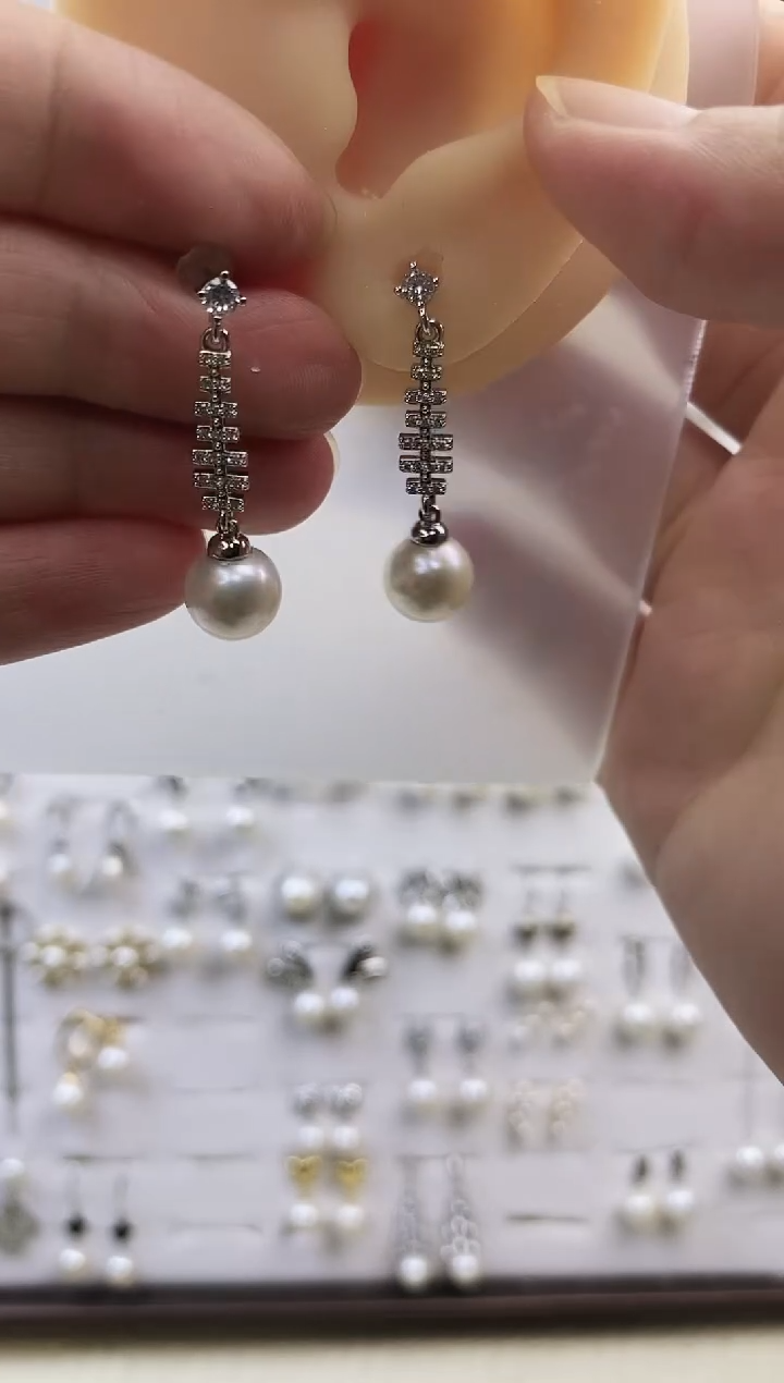 合金耳饰淡水珍珠39圆珠
