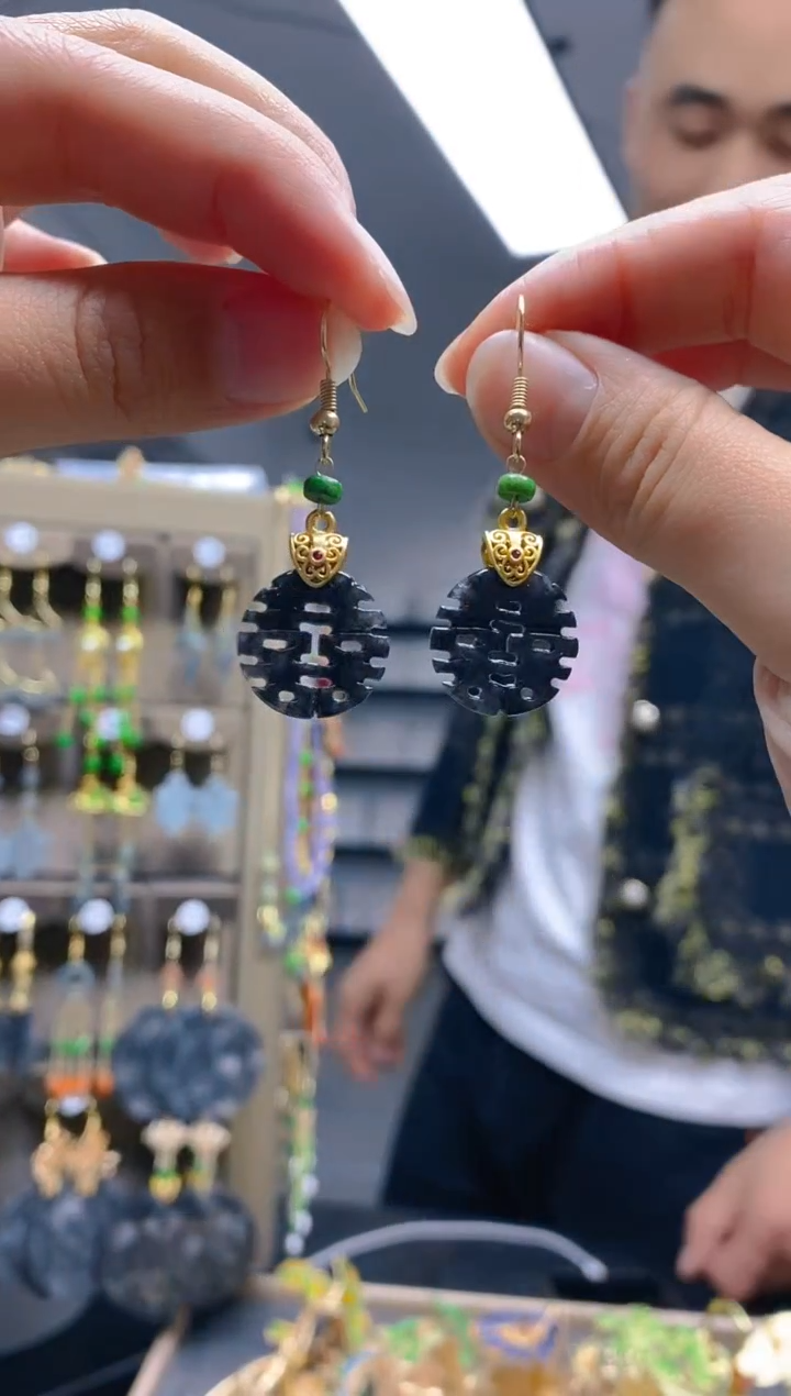 【闪购商品】翡翠耳饰合金0234翡翠耳钩